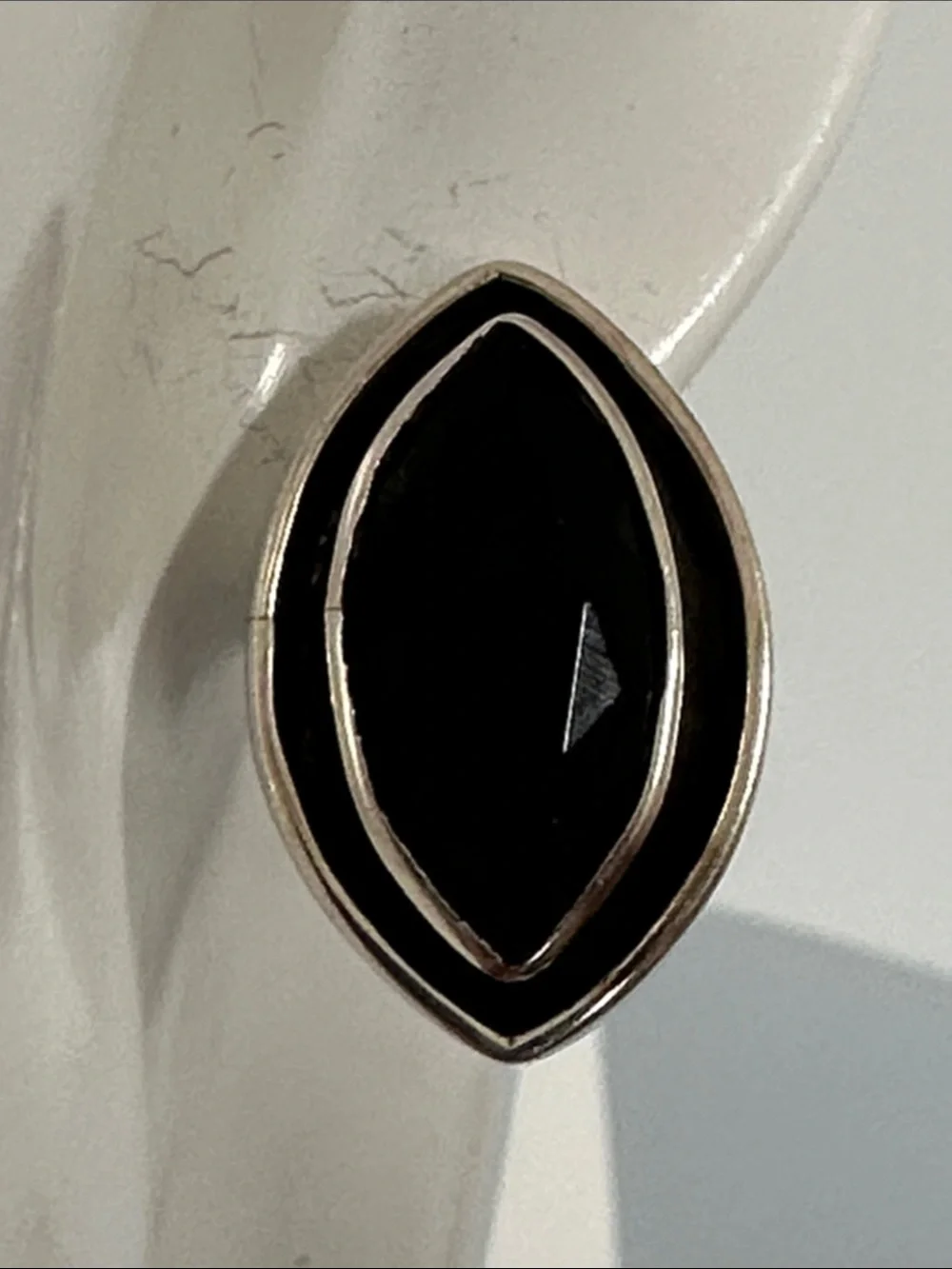 Classic Black Marquise Silver-Trim Earring